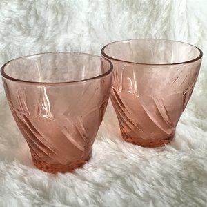 Pair of French Pink Depression Glass Tumblers VTG